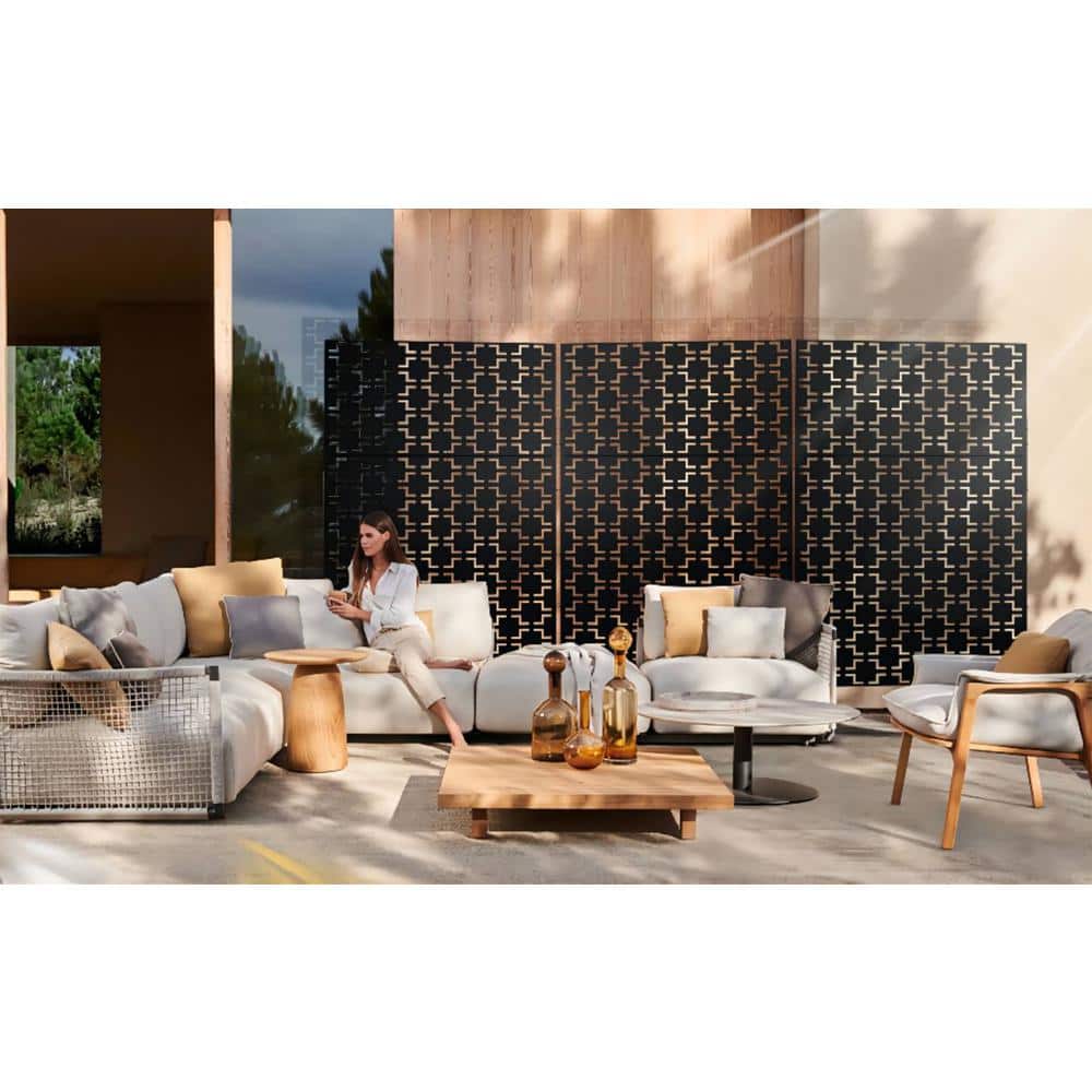 Lirago 47.2 in. W x 76 in. H Rust Color Metal Outdoor Privacy Screen Panels