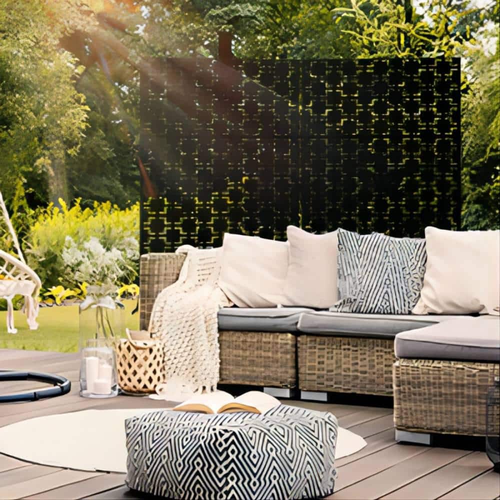 Lirago 47.2 in. W x 76 in. H Rust Color Metal Outdoor Privacy Screen Panels