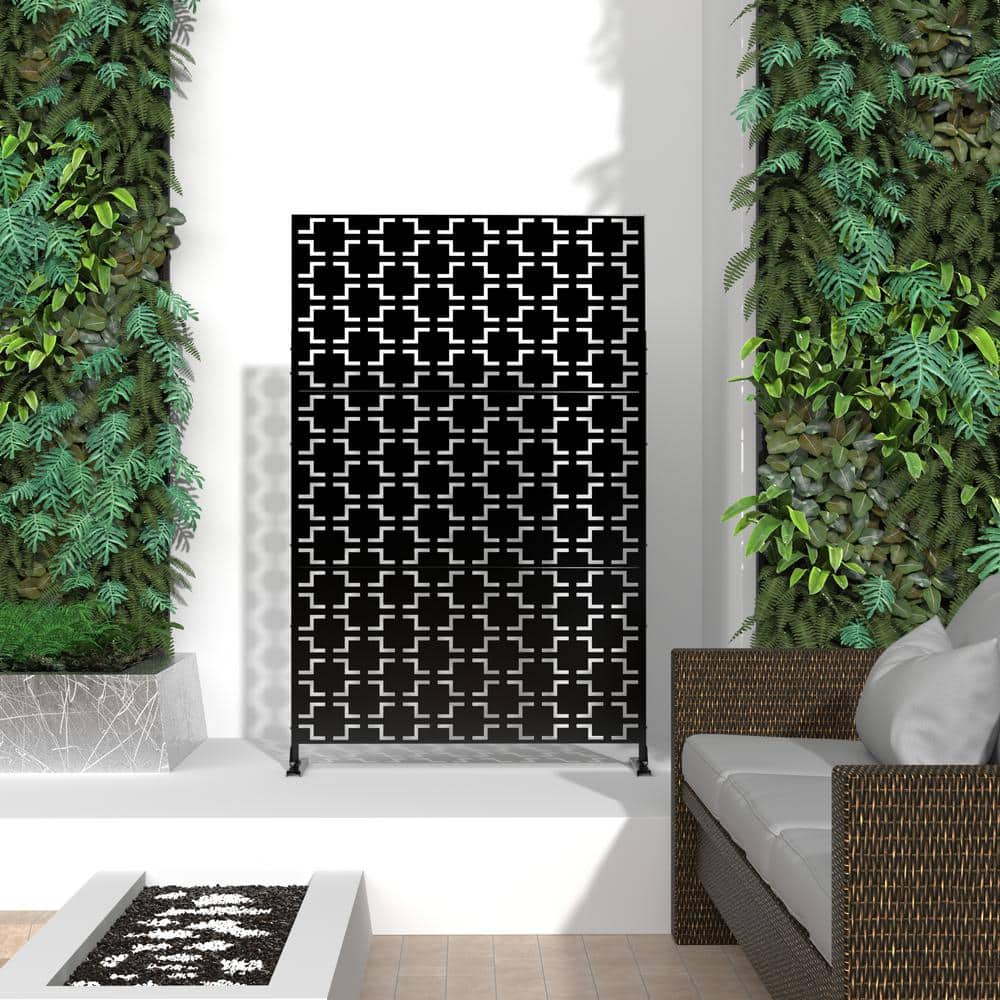 Lirago 47.2 in. W x 76 in. H Rust Color Metal Outdoor Privacy Screen Panels