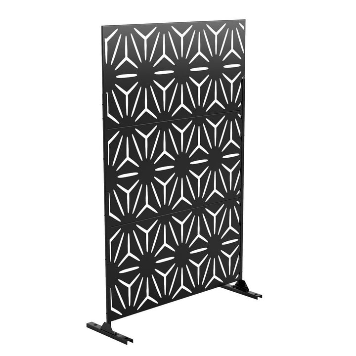 Lirago 76 in. W x 47 in. H Black 3-Panel Privacy Screen Room Dividers