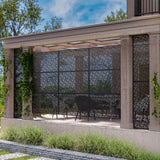 Lirago 72 in. H x 47 in. W Outdoor Metal Privacy Screen Garden Fence Rectangular Pattern Wall Applique in Black