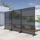 Lirago 72 in. H x 47 in. W Outdoor Metal Privacy Screen Garden Fence Rectangular Pattern Wall Applique in Black