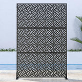Lirago 72 in. H x 47 in. W Outdoor Metal Privacy Screen Garden Fence Rectangular Pattern Wall Applique in Black