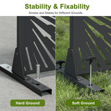 Lirago 72 in. x 47 in. Black Outdoor Metal Privacy Screen Garden Fence Wall Applique