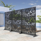 Lirago 72 in. x 47 in. Black Outdoor Metal Privacy Screen Garden Fence Wall Applique