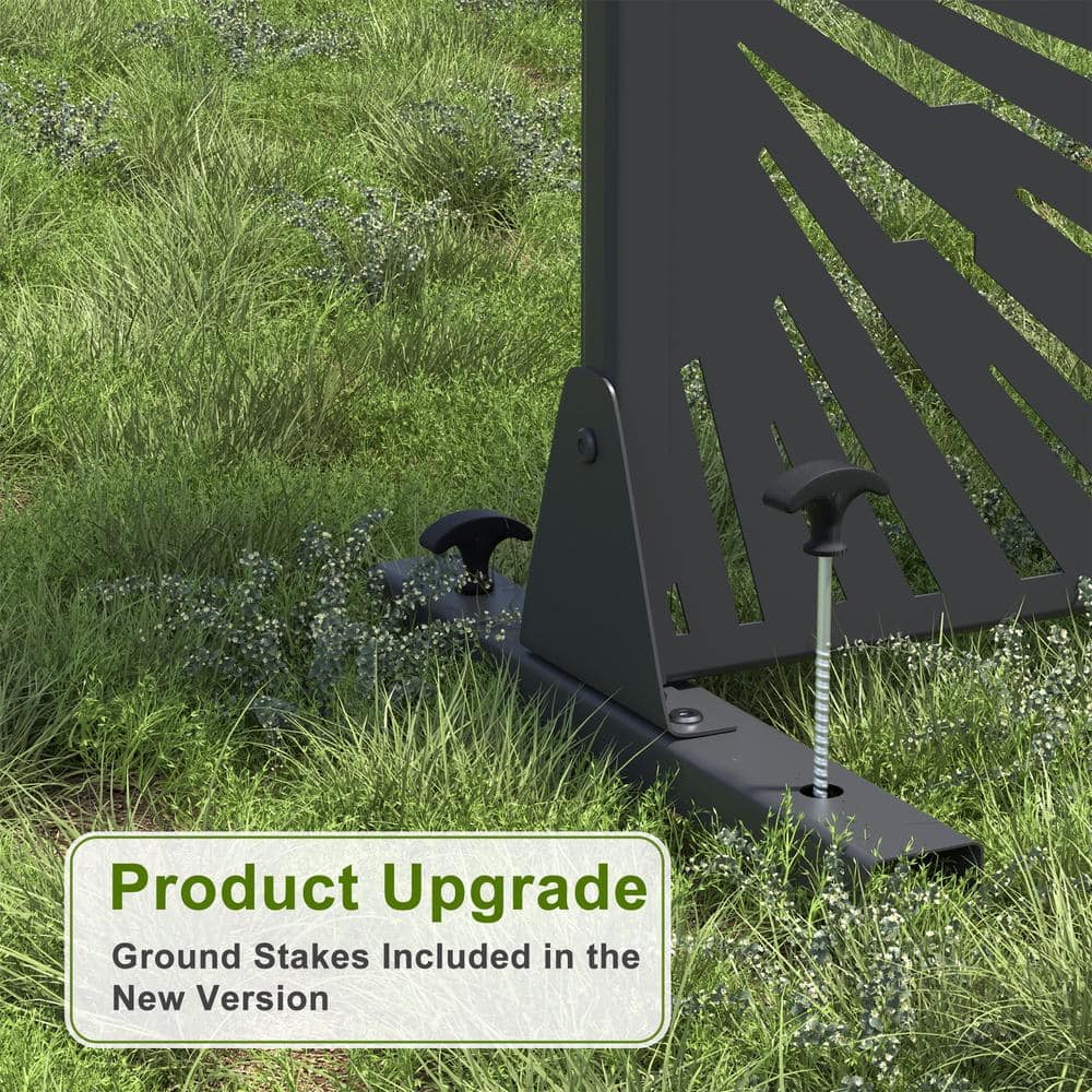 Lirago 72 in. x 47 in. Black Outdoor Metal Privacy Screen Garden Fence Wall Applique