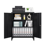 LISSIMO 31.5 in. W 2-Shelf Locker, Lockable Home Office Storage Cabinets with 2 Doors and Shelves for Home, Office in Black