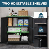LISSIMO 31.5 in. W 2-Shelf Locker, Lockable Home Office Storage Cabinets with 2 Doors and Shelves for Home, Office in Black