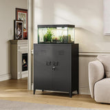 LISSIMO 31.5 in. W 2-Shelf Locker, Lockable Home Office Storage Cabinets with 2 Doors and Shelves for Home, Office in Black