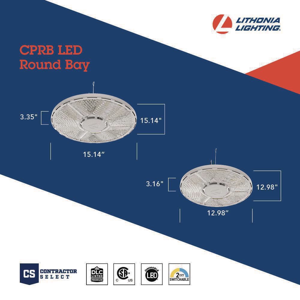 Lithonia Lighting Contractor Select CPRB 400-Watt Equivalent Integrated LED Black High Bay Light Fixture, Switchable CCT