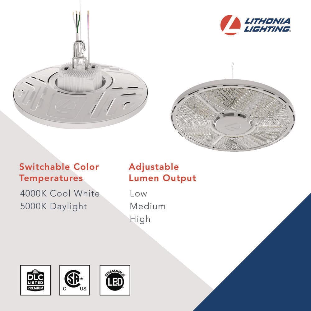 Lithonia Lighting Contractor Select CPRB 400-Watt Equivalent Integrated LED Black High Bay Light Fixture, Switchable CCT