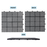 LIVIZA 1 ft. x 1 ft. Anti-Slip Plastic Deck Tile in Black (12-Piece), Rosette Pattern