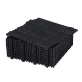 LIVIZA 1 ft. x 1 ft. Anti-Slip Plastic Deck Tile in Black (12-Piece), Rosette Pattern