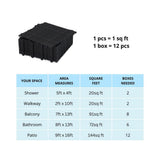 LIVIZA 1 ft. x 1 ft. Anti-Slip Plastic Deck Tile in Black (12-Piece), Rosette Pattern