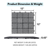 LIVIZA 1 ft. x 1 ft. Anti-Slip Plastic Deck Tile in Black (12-Piece), Rosette Pattern