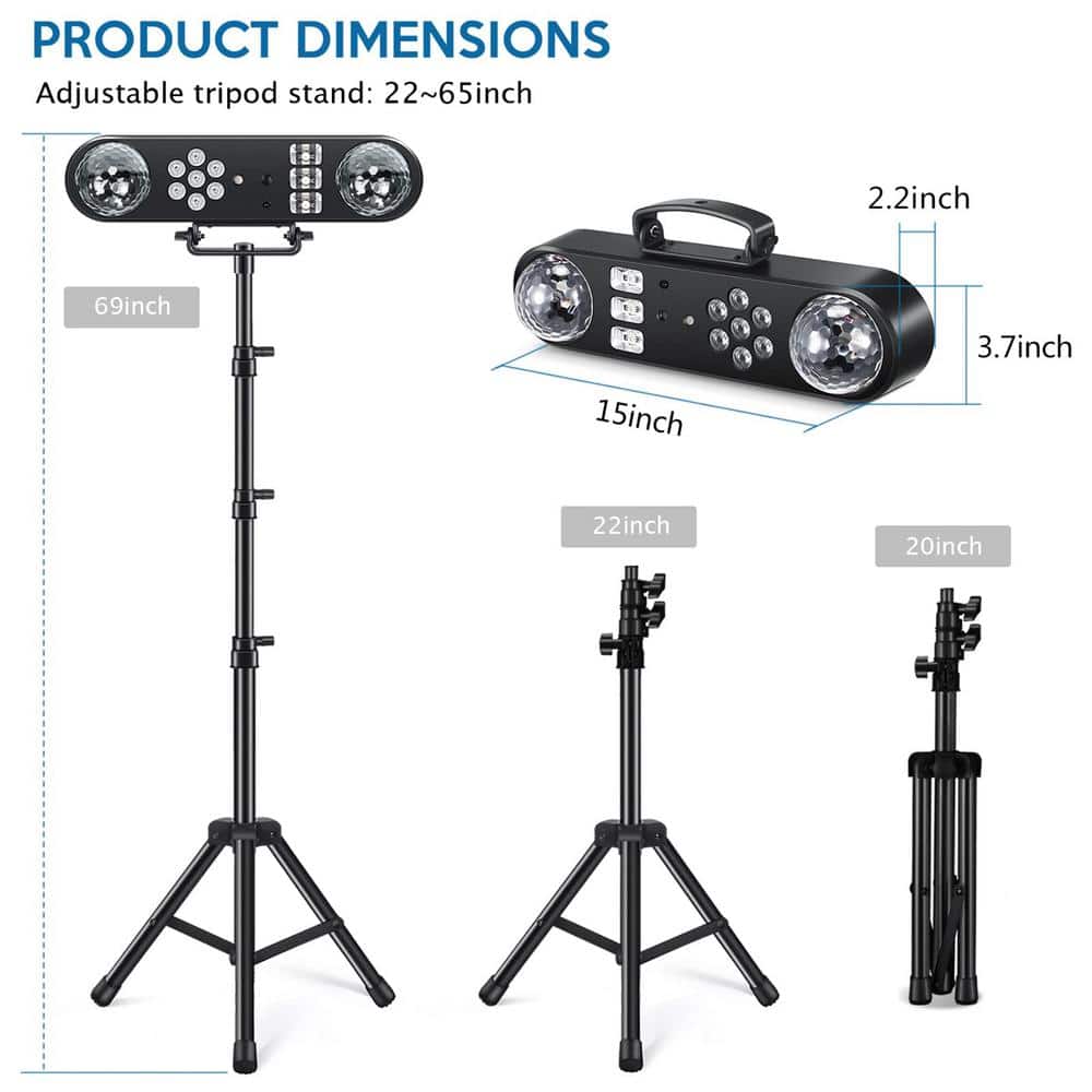Lukyamzn 5 in 1 Party Bar Light Set with Stand, Rotating Ball, Strobe, UV, Colorful and Pattern, Sound Activated Lighting System
