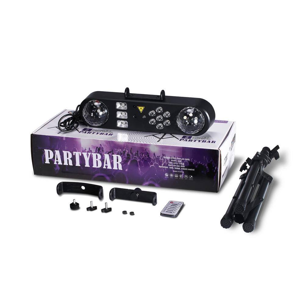 Lukyamzn 5 in 1 Party Bar Light Set with Stand, Rotating Ball, Strobe, UV, Colorful and Pattern, Sound Activated Lighting System