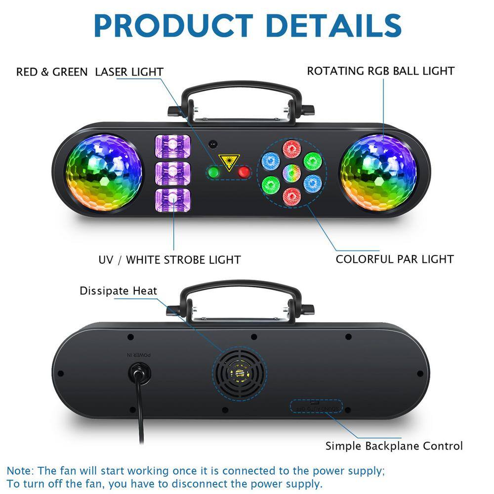 Lukyamzn 5 in 1 Party Bar Light Set with Stand, Rotating Ball, Strobe, UV, Colorful and Pattern, Sound Activated Lighting System