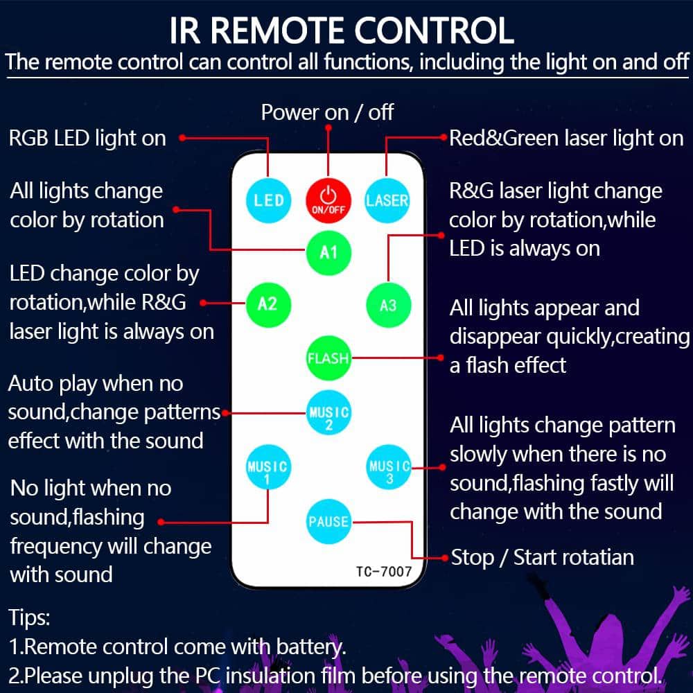 Lukyamzn Party Disco Lights Laser DJ Light Sound Activated Strobe Lights with Remote Control Laser Lights Disco Lights