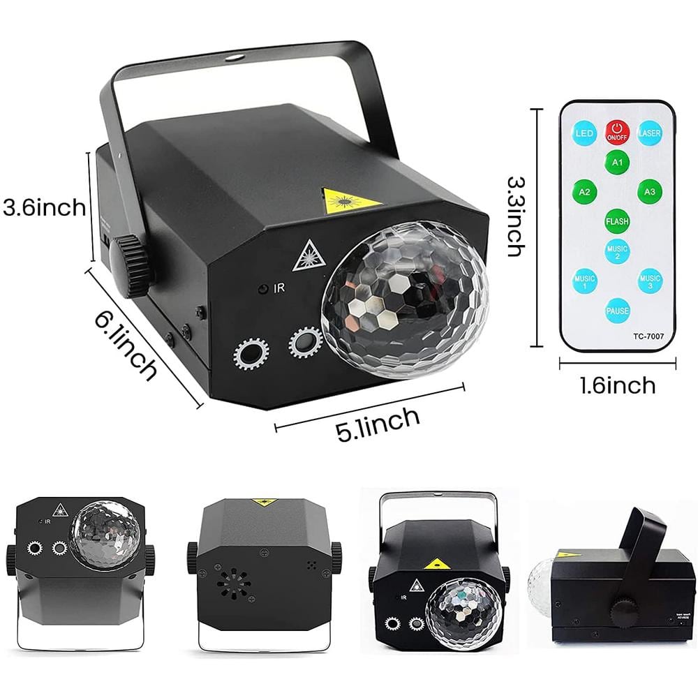 Lukyamzn Party Disco Lights Laser DJ Light Sound Activated Strobe Lights with Remote Control Laser Lights Disco Lights