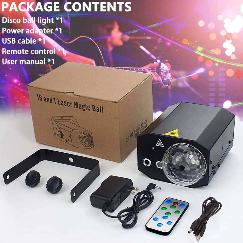 Lukyamzn Party Disco Lights Laser DJ Light Sound Activated Strobe Lights with Remote Control Laser Lights Disco Lights