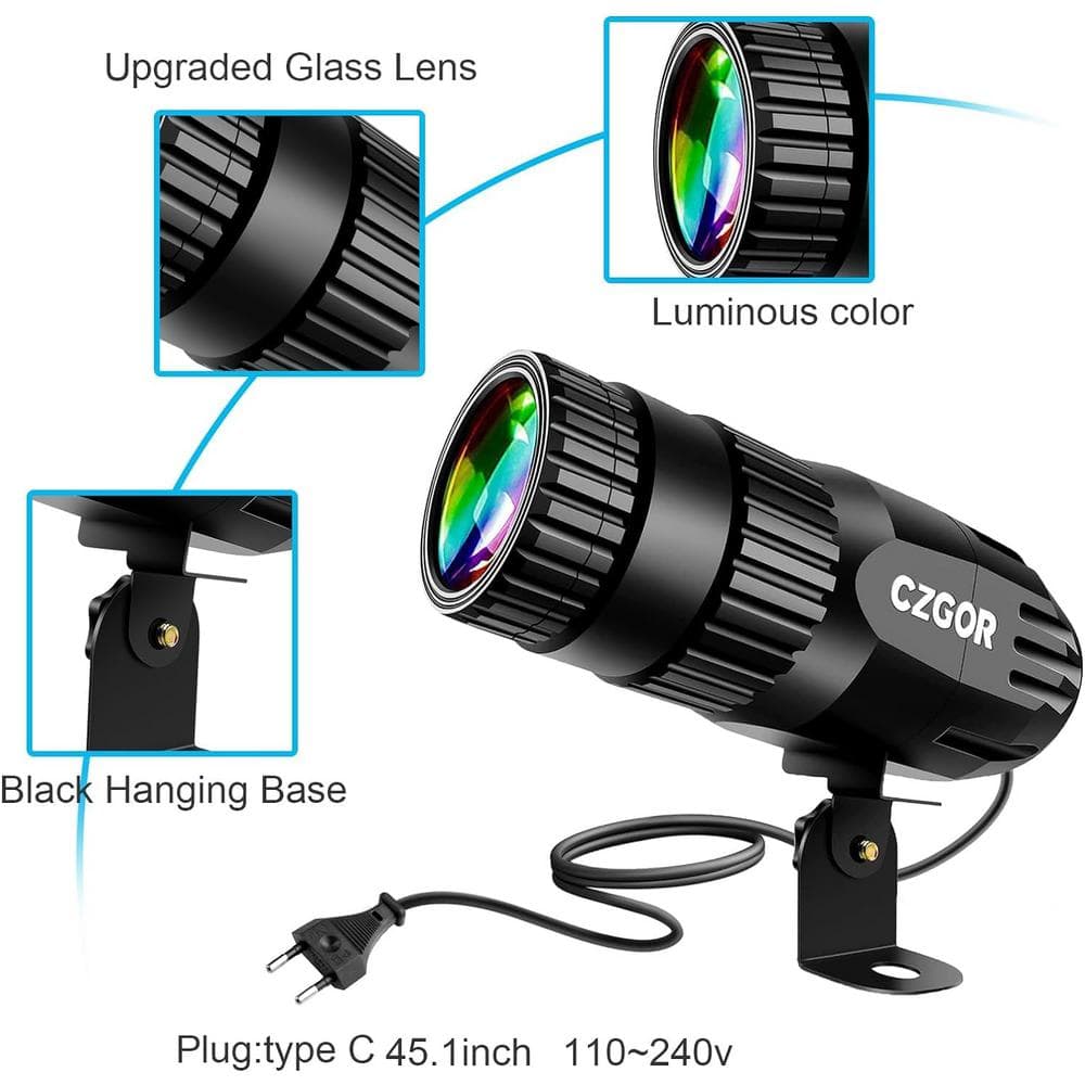 Lukyamzn RGBW 4-in-1 Mirror Ball Light Pinspot, Disco Ball Spotlight with Remote Control Super Bright LED Pin Spotlight (2-Pack)