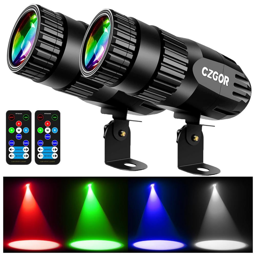 Lukyamzn RGBW 4-in-1 Mirror Ball Light Pinspot, Disco Ball Spotlight with Remote Control Super Bright LED Pin Spotlight (2-Pack)