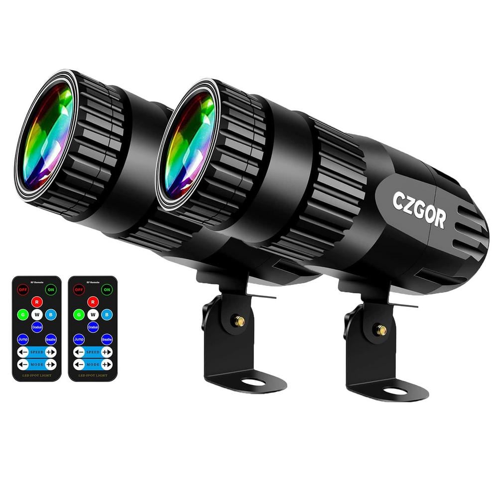 Lukyamzn RGBW 4-in-1 Mirror Ball Light Pinspot, Disco Ball Spotlight with Remote Control Super Bright LED Pin Spotlight (2-Pack)