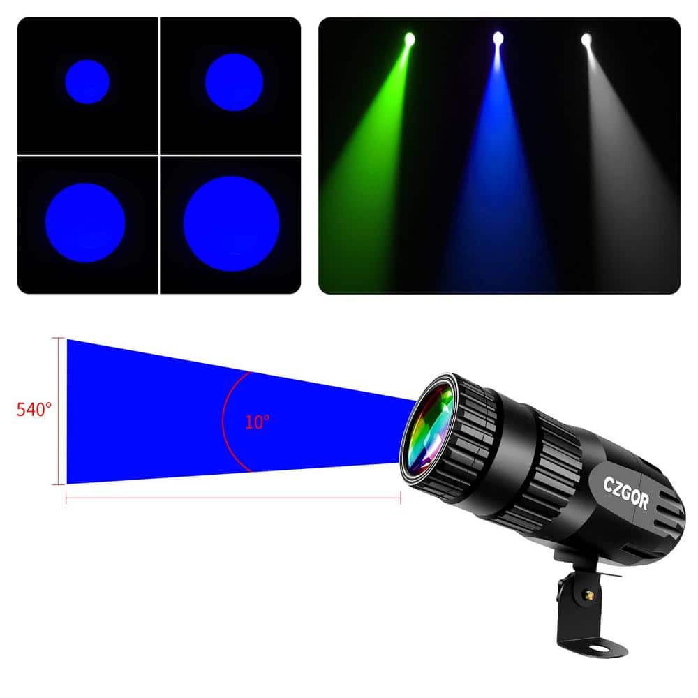 Lukyamzn RGBW 4-in-1 Mirror Ball Light Pinspot, Disco Ball Spotlight with Remote Control Super Bright LED Pin Spotlight (2-Pack)