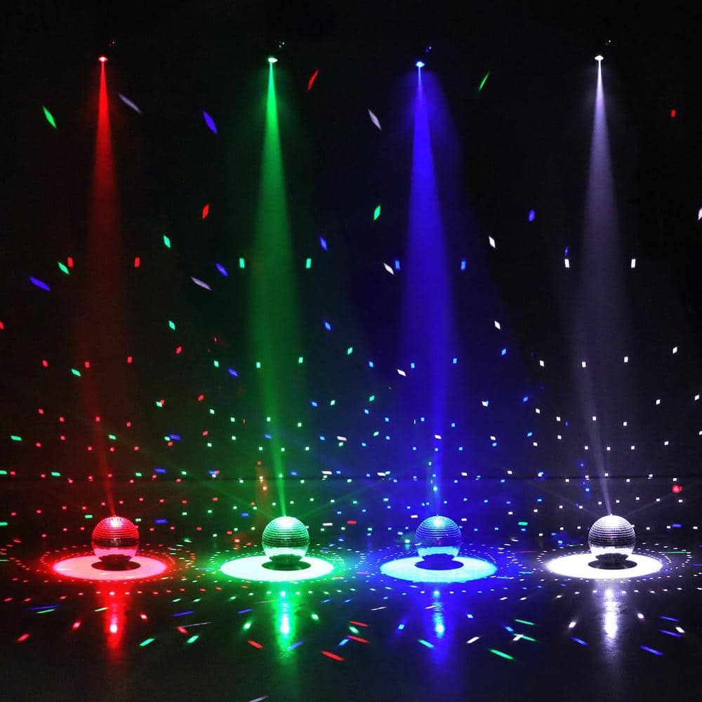 Lukyamzn RGBW 4-in-1 Mirror Ball Light Pinspot, Disco Ball Spotlight with Remote Control Super Bright LED Pin Spotlight (2-Pack)
