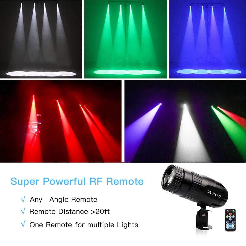 Lukyamzn Pinspot Light with Remote, Mini 15W RGBW LED Beam Spot Lights Stage Effect Lighting