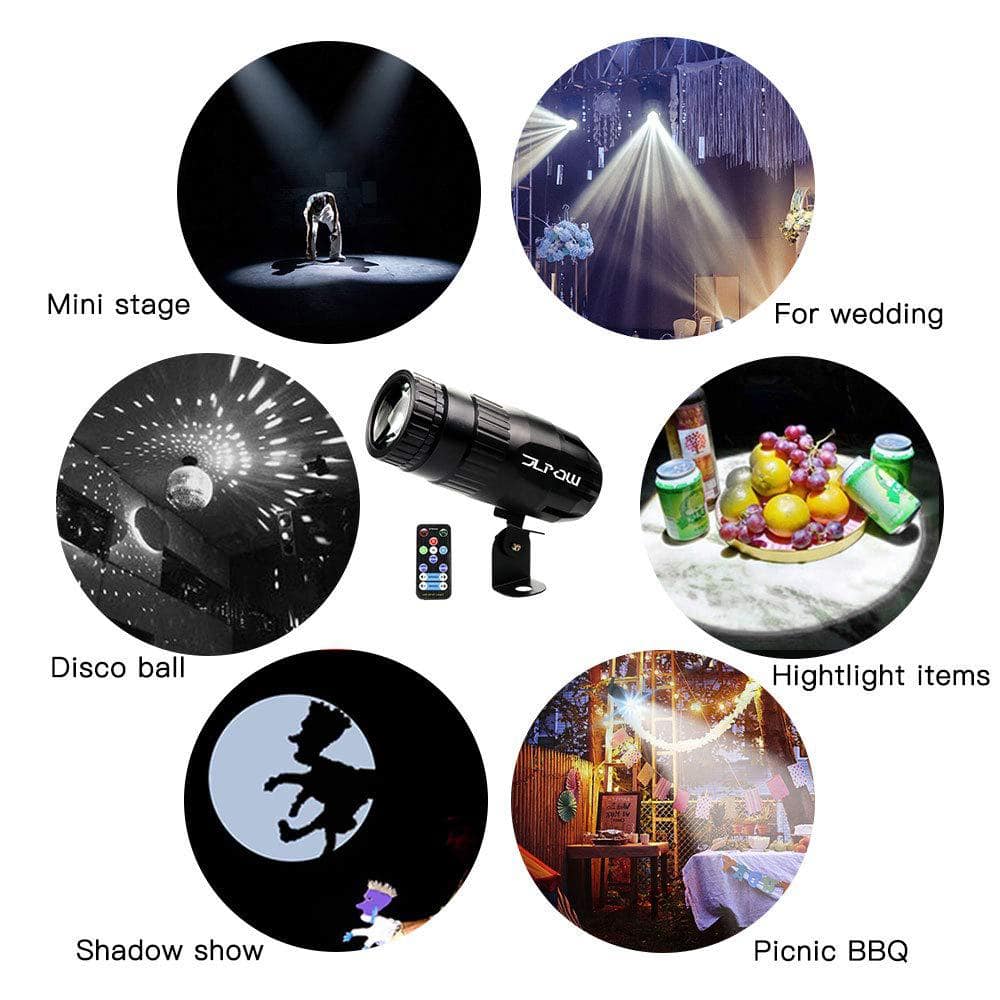 Lukyamzn Pinspot Light with Remote, Mini 15W RGBW LED Beam Spot Lights Stage Effect Lighting