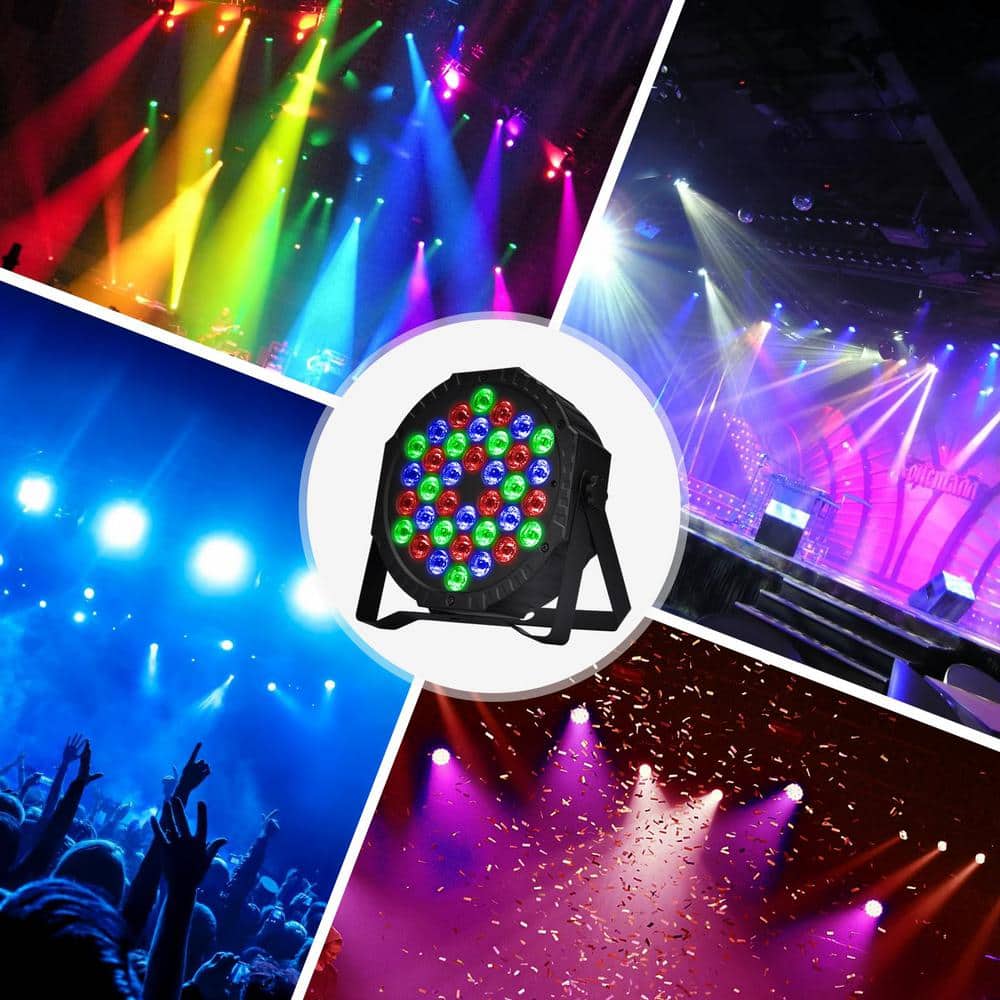 Lukyamzn 36 Led RGB Stage Lights Sound Activated Portable Party Lights Par Lights Remote Control DMX Disco Lights Uplights 4-Pack
