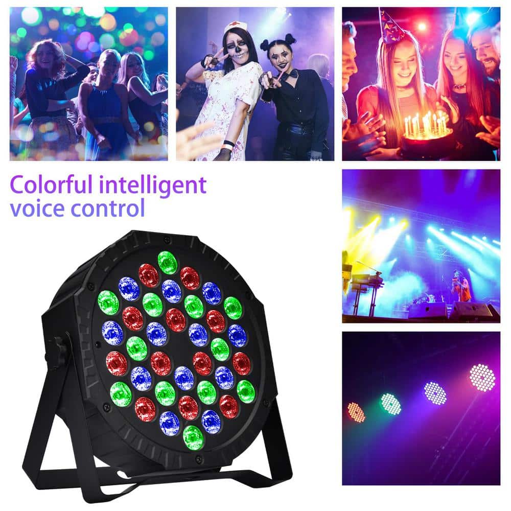 Lukyamzn 36 Led RGB Stage Lights Sound Activated Portable Party Lights Par Lights Remote Control DMX Disco Lights Uplights 4-Pack
