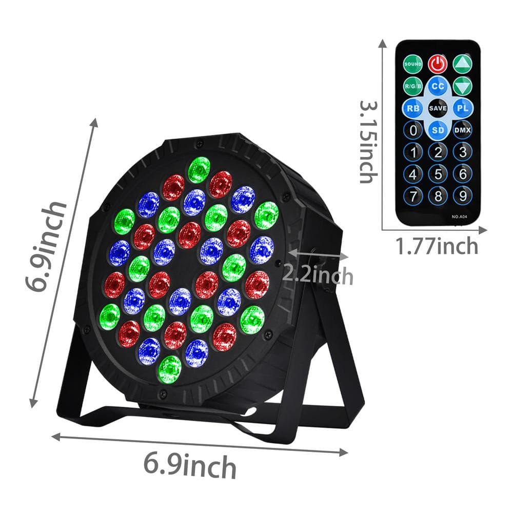 Lukyamzn 36 Led RGB Stage Lights Sound Activated Portable Party Lights Par Lights Remote Control DMX Disco Lights Uplights 4-Pack
