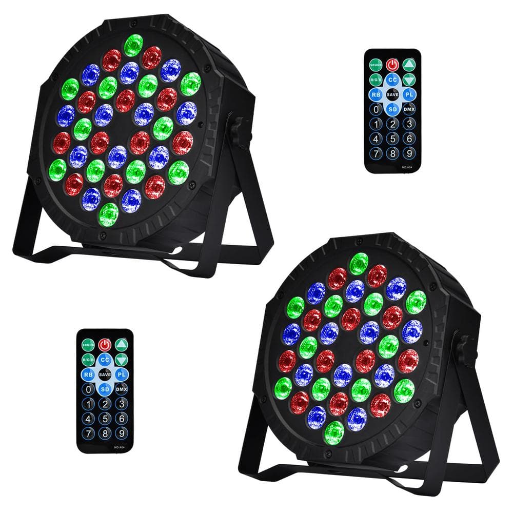 Lukyamzn 36 Led RGB Stage Lights Sound Activated Portable Party Lights Par Lights Remote Control DMX Disco Lights Uplights 4-Pack