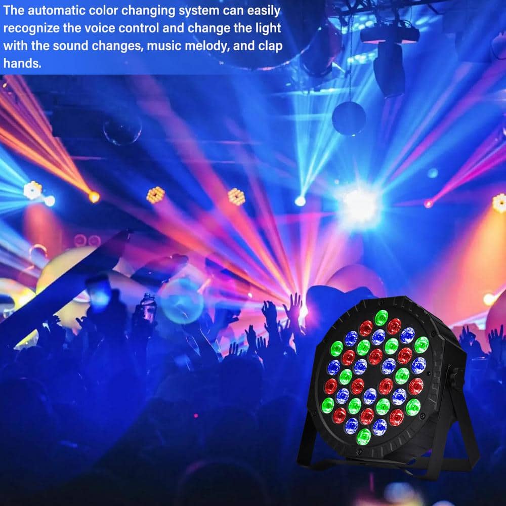 Lukyamzn 36 Led RGB Stage Lights Sound Activated Portable Party Lights Par Lights Remote Control DMX Disco Lights Uplights 4-Pack
