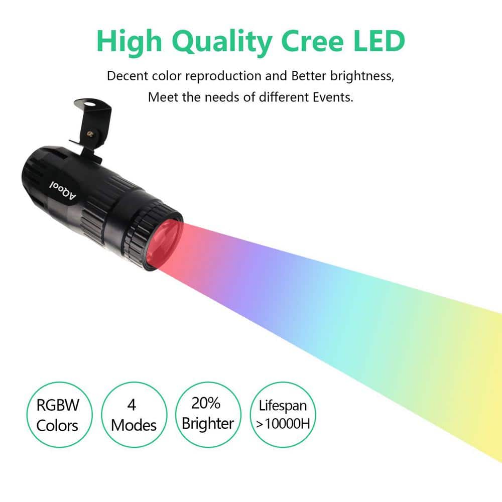 Lukyamzn Mini 15W Mirror Ball Spotlight, Pinspot Light, Super Bright RGBW LED Beam, Remote Control Stage Lighting