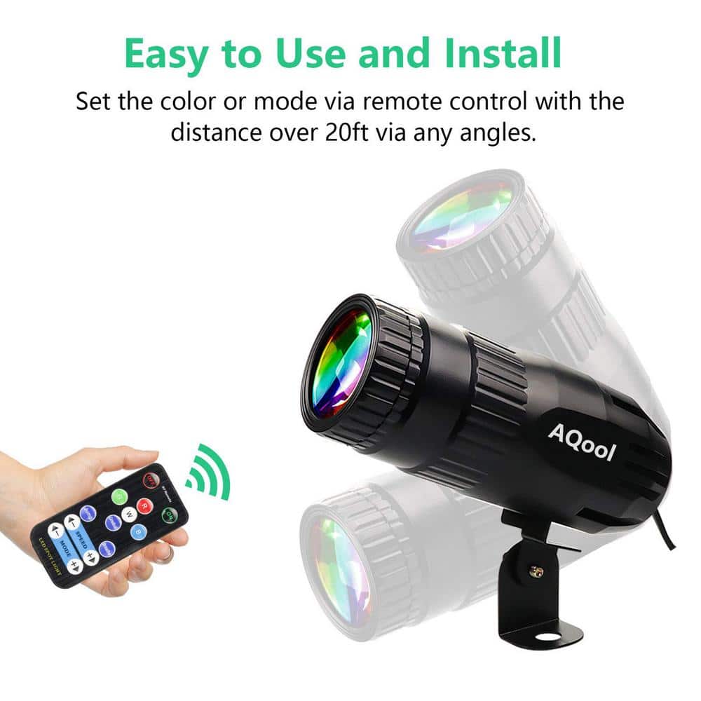 Lukyamzn Mini 15W Mirror Ball Spotlight, Pinspot Light, Super Bright RGBW LED Beam, Remote Control Stage Lighting