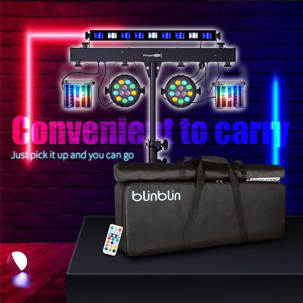 Lukyamzn 5 in 1 Party Disco Lights with Stand, Sound Activated Stage Lighting with DMX & Remote Control, Disco Ball with Bag