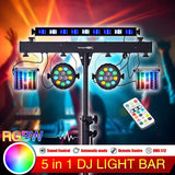 Lukyamzn 5 in 1 Party Disco Lights with Stand, Sound Activated Stage Lighting with DMX & Remote Control, Disco Ball with Bag
