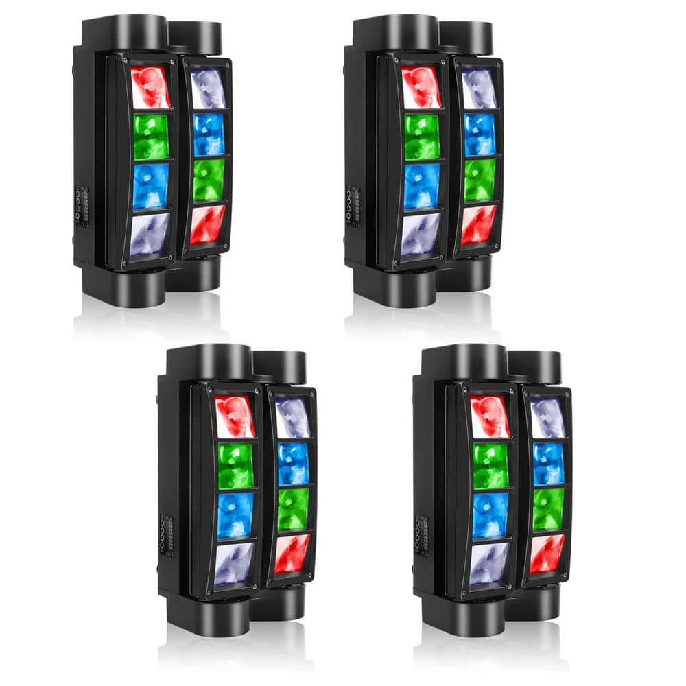 Lukyamzn Moving Head Light 8x10W LED Beam DJ Lights RGBW Sound Activated and DMX-512 Control - 2 Packs