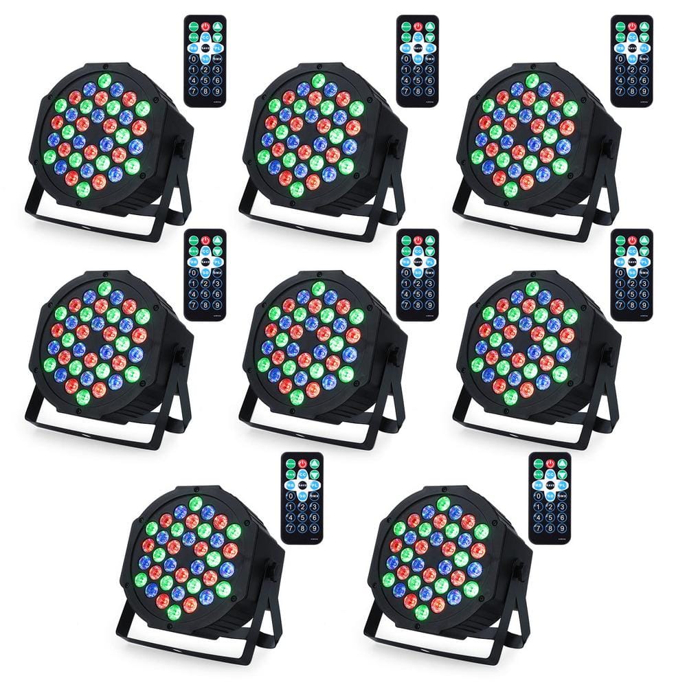 Lukyamzn 36 LED Par Lights Stage Lights with Sound Activated Remote Control & DMX Control, Stage Lighting Uplights - 8 Pack