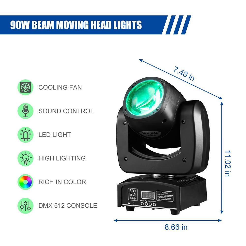 Lukyamzn 4 in 1 LED Moving Head DJ lights Mini Beam Stage Lights RGBW Sound for Disco Party Stage Lighting - (2-Pack)