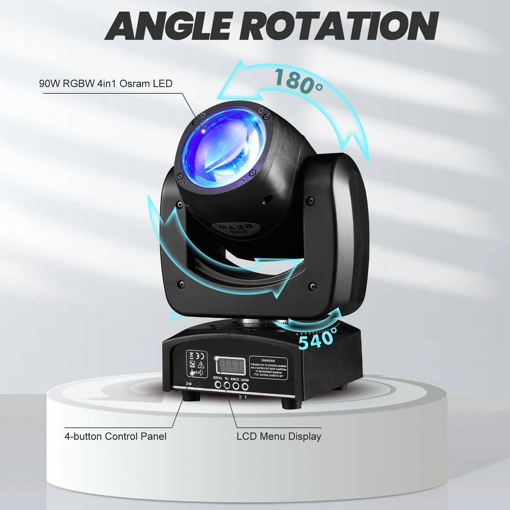 Lukyamzn 4 in 1 LED Moving Head DJ lights Mini Beam Stage Lights RGBW Sound for Disco Party Stage Lighting - (2-Pack)