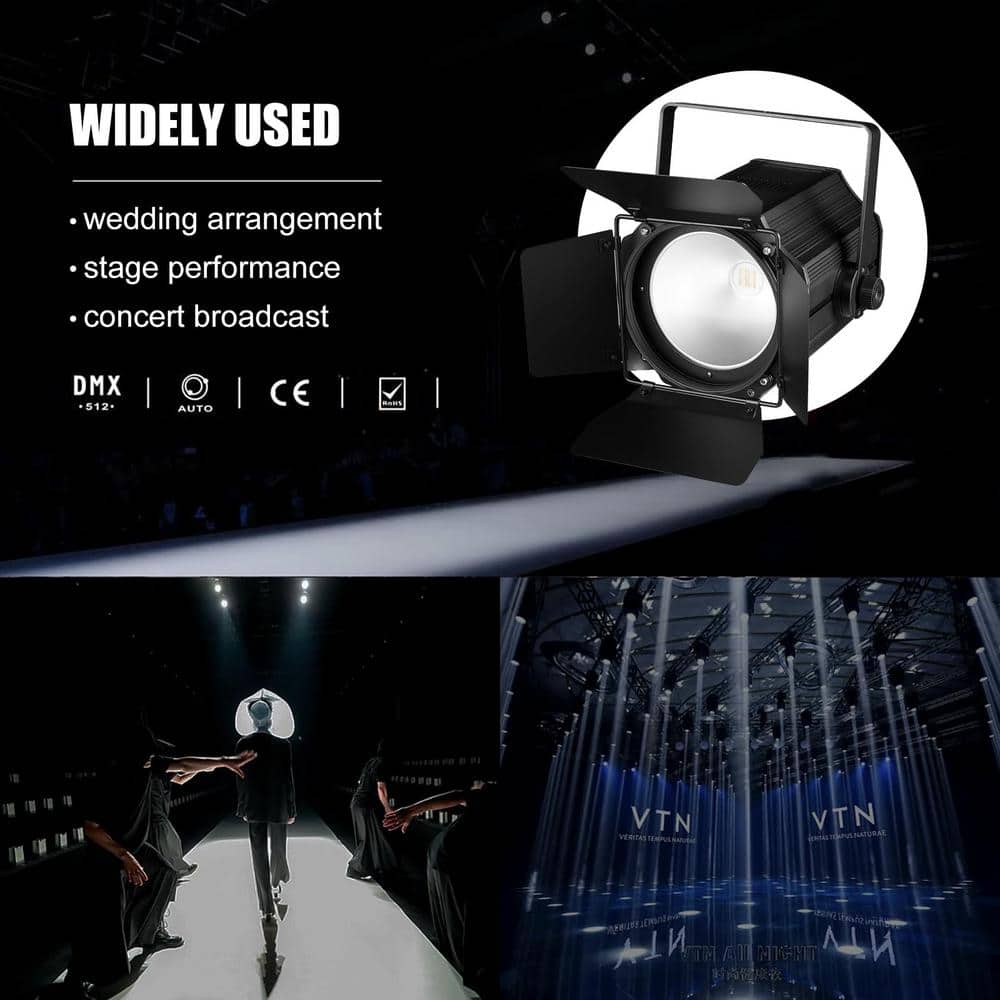 Lukyamzn 6 in 1 RGBWA LED COB Stage Lights with Barn Doors, Par Lights, DMX/Master-Slave DJ Lights Spotlight Warm & Cold White