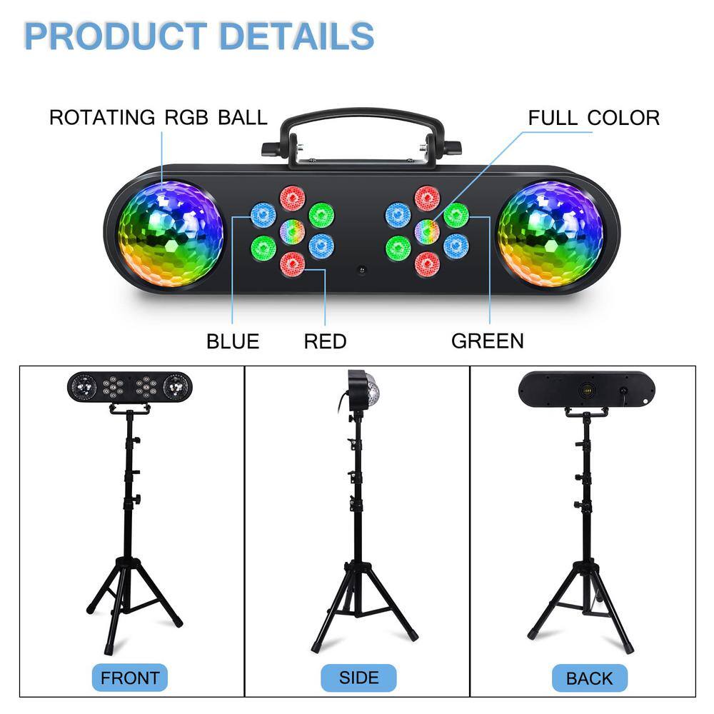 Lukyamzn DJ Lights with Stand, Mobile Stage Lighting System Sound Activated LED Par Lights