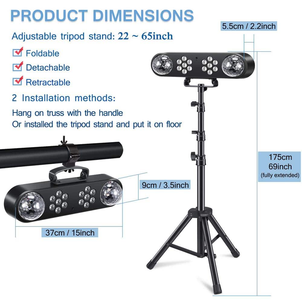 Lukyamzn DJ Lights with Stand, Mobile Stage Lighting System Sound Activated LED Par Lights