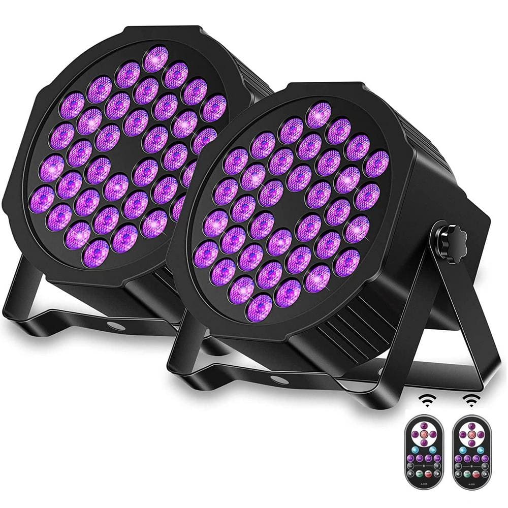 Lukyamzn Black Lights, 36LED UV Lights Blacklight with Glow with DMX and Remote Control Stage Lighting - 2 Pack
