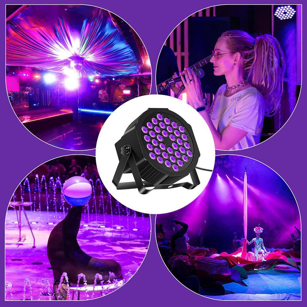 Lukyamzn Black Lights, 36LED UV Lights Blacklight with Glow with DMX and Remote Control Stage Lighting - 2 Pack